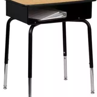 Adjustable 24x18 Inch Student Desk by Flash Furniture features a durable metal frame and open front design, ideal for classroom settings.