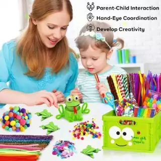 Engage your child's creativity with the Funzbo Arts & Crafts Kit, featuring pipe cleaners and stickers, ideal for fun homeschooling activities.