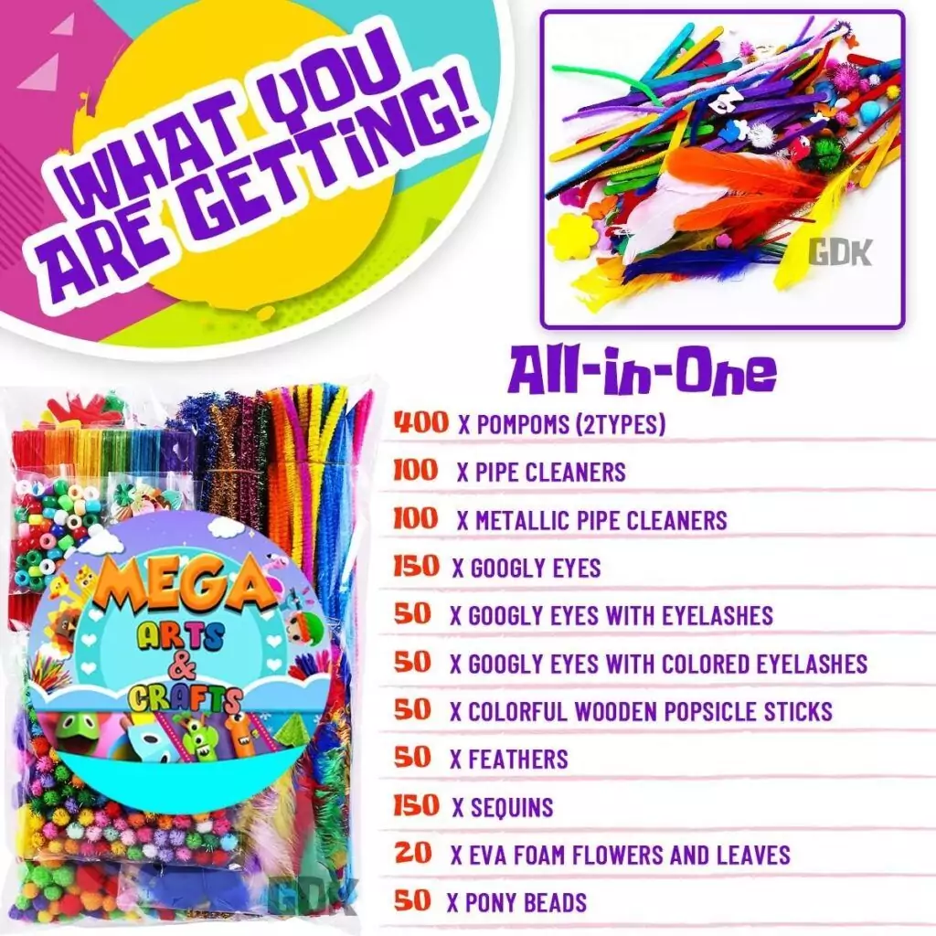 Colorful Goodyking Classroom Craft Supplies Kit for Kids and Educators - Ideal for Creative Projects in Arts and Crafts, Fostering Imagination