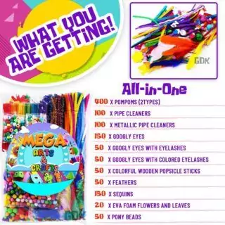 Colorful Goodyking Classroom Craft Supplies Kit for Kids and Educators - Ideal for Creative Projects in Arts and Crafts, Fostering Imagination