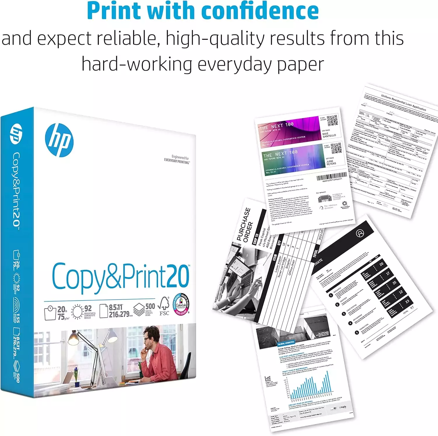High-quality HP Copy Print Paper, 20lb weight, ideal for everyday printing needs. Enjoy superior performance and professional results for all your documents.