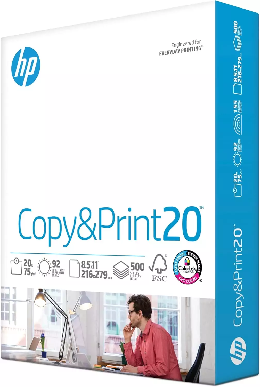 HP 20lb Copy Printing Paper - Ideal for everyday printing tasks with reliable performance and high-quality output for all office documents and copies.