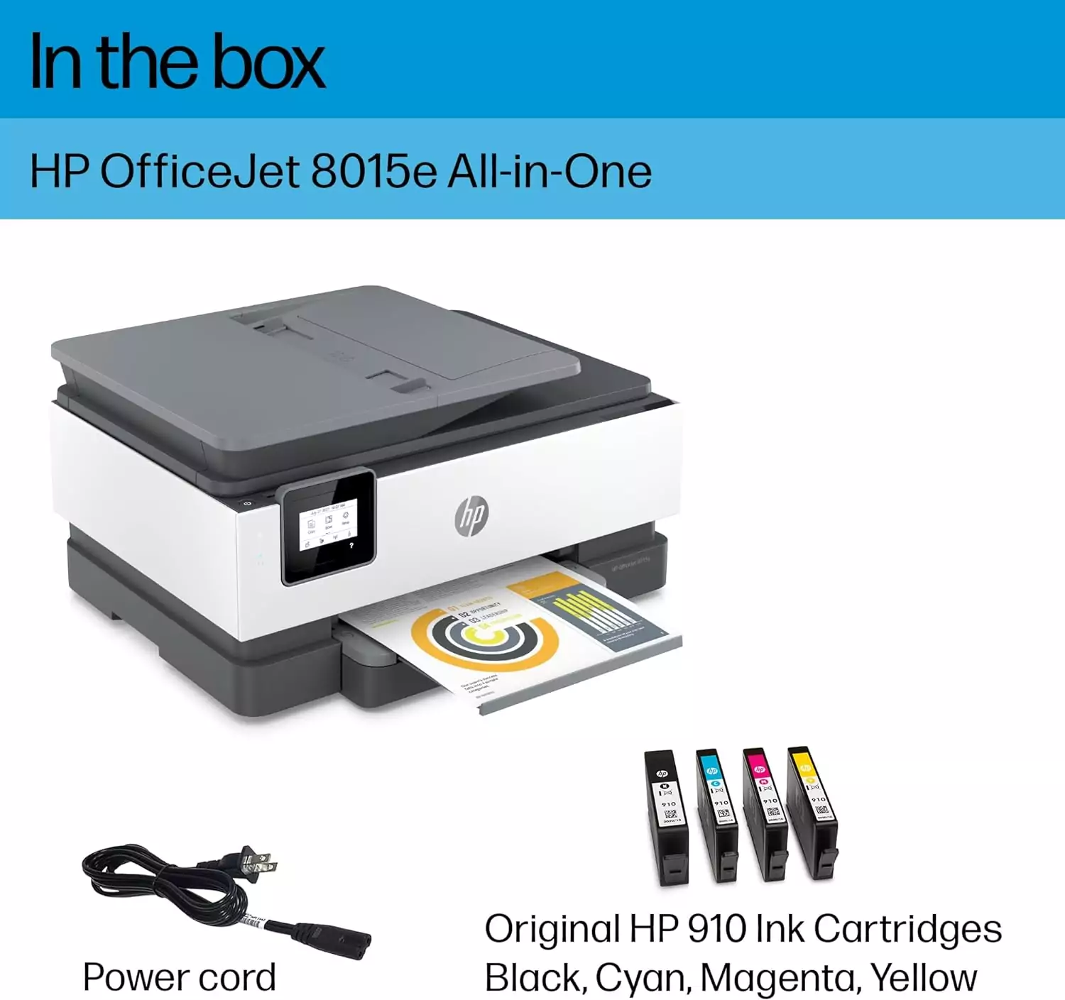 Compact HP OfficeJet 8015e Wireless Color Printer, ideal for educational use. Includes a seamless setup and 3-month Instant Ink trial for cost savings.