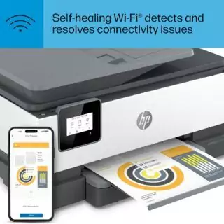 HP OfficeJet 8015e Wireless Color Printer with Instant Ink. Ideal for educators, offering a 3-month ink subscription promotional offer.