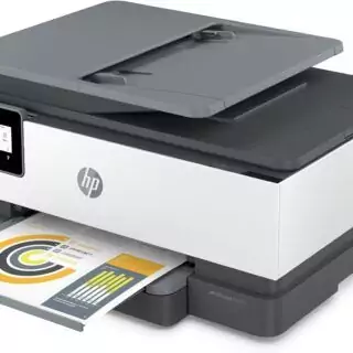 HP OfficeJet 8015e Wireless Color Printer, ideal for educators, includes 3 months of Instant Ink, offering vibrant color printing and reliable performance.