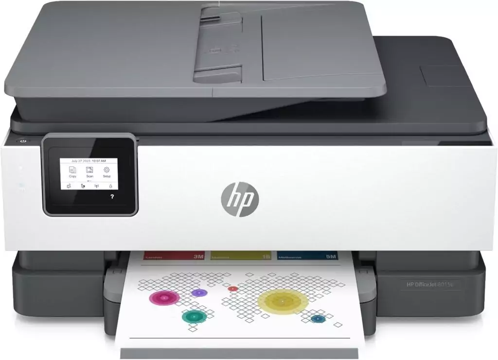 HP OfficeJet 8015e Wireless Printer: Ideal for Educators Seeking Cost-Effective Printing with Instant Ink Subscription for Color Document Efficiency.