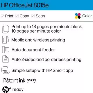 HP OfficeJet 8015e Wireless Color Printer for Educators: Simplify your classroom setup with instant ink and reliable printing solutions.