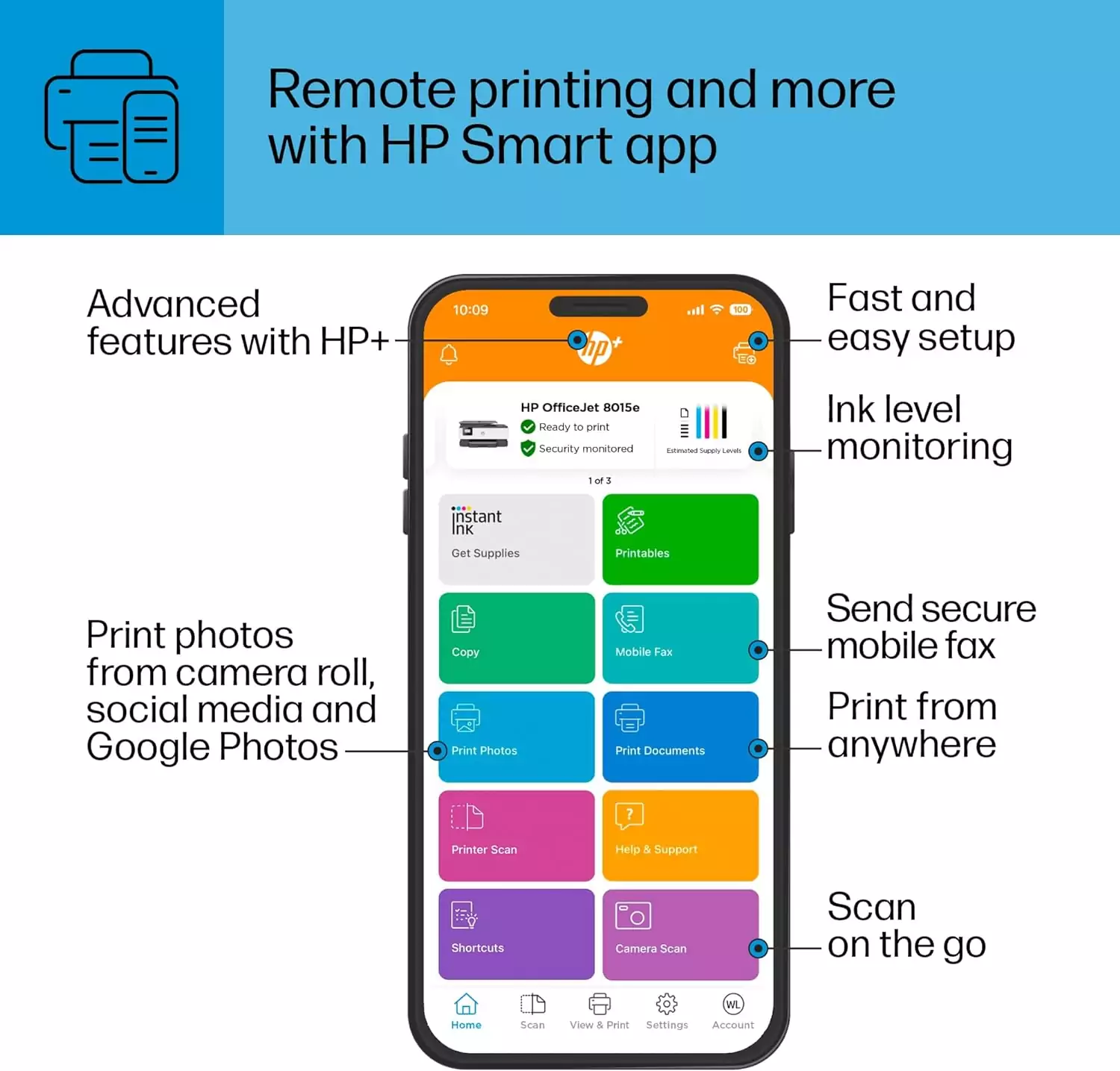 HP OfficeJet 8015e Wireless Color All-in-One Printer for Educators, offering 3 months of Instant Ink, ideal for efficient classroom use.