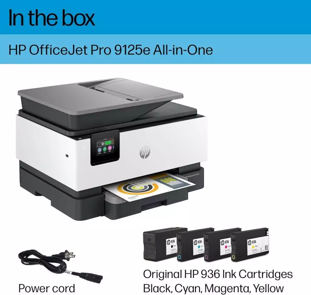 HP OfficeJet Pro 9125e is an all-in-one printer perfect for small businesses and educators, offering print, copy, and scan functionalities for efficient home office setups.
