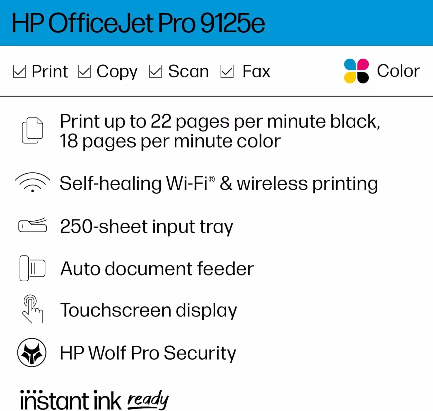 HP OfficeJet Pro 9125e All-in-One Printer for Small Businesses and Educators: Print, Copy, Scan with Professional Setup and Versatile Features