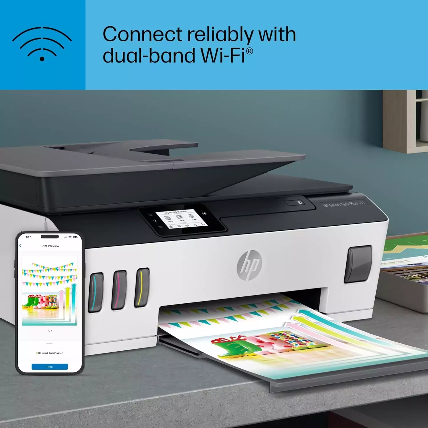 HP Smart Tank Plus 651 Wireless All-In-One Printer: Setup Guide for Educators and Schools, Includes 2 Years of Ink for Cost-Effective Printing Solutions.