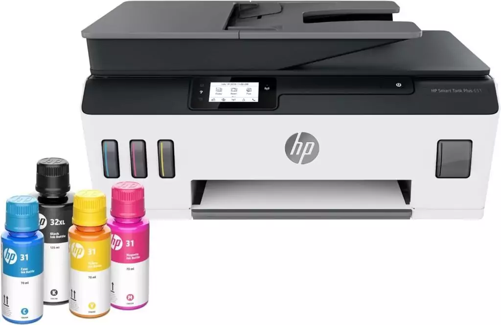 Efficient HP Smart Tank Plus 651 wireless printer setup for educators with a two-year ink supply, perfect for school environments.