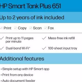 HP Smart Tank Plus 651 Wireless Printer with 2-Year Ink Supply, Perfect for Educators and Effortless School Classroom Setup