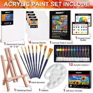 Kids Acrylic Paint Set: Complete Canvas Kit with Easel and 12 Vivid Colors for Young Artists to Explore Playful and Creative Expressions.