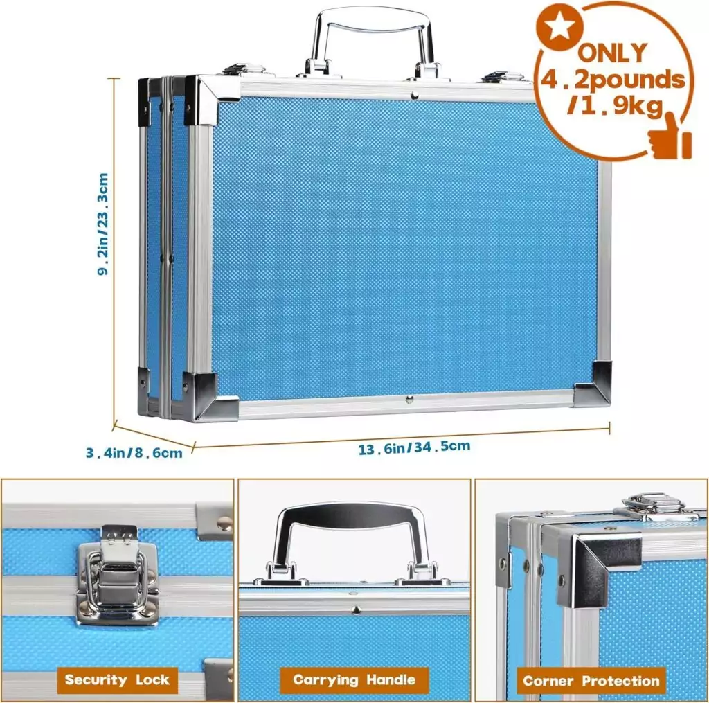 Deluxe 144-piece kids art set in a portable aluminum case, perfect for educators and classroom creative sessions, fosters artistic expression.