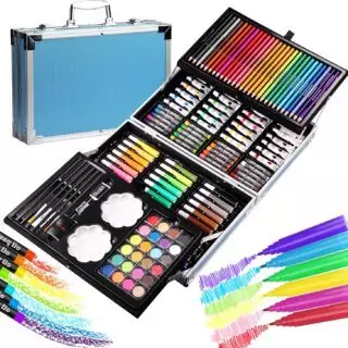 Explore creativity with a 144-piece kids art set, complete with a portable aluminum case, perfect for educators and creative sessions.