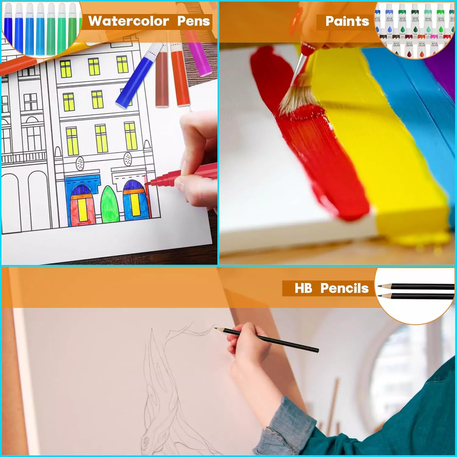 Comprehensive 144-piece kids art supplies set in a portable aluminum case, ideal for educators and classroom activities. Perfect for creative learning.