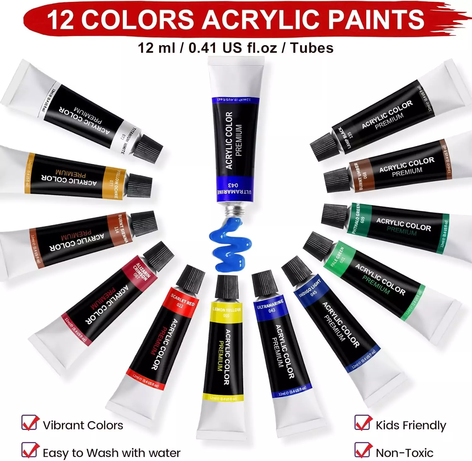 Acrylic Paint Set and Canvas Kit for Kids: Includes 12 Vibrant Colors and Easel, Perfect for Young Artists and Creative Artwork Sessions