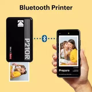 Portable Kodak Mini 2 Retro Photo Printer, ideal for class projects, includes 68 sheets. Easy-to-use design for vibrant, detailed photo printing.