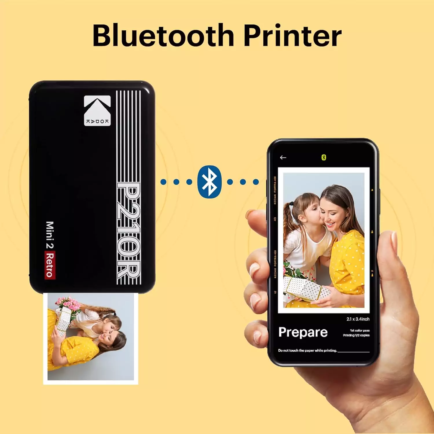 Portable Kodak Mini 2 Retro Photo Printer, ideal for class projects, includes 68 sheets. Easy-to-use design for vibrant, detailed photo printing.