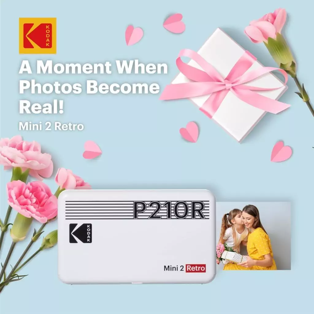 Kodak Mini 2 Retro Portable Photo Printer with 68 Sheets: Ideal for Class Projects, Offers High-Quality, Instant Prints Anywhere, Anytime.