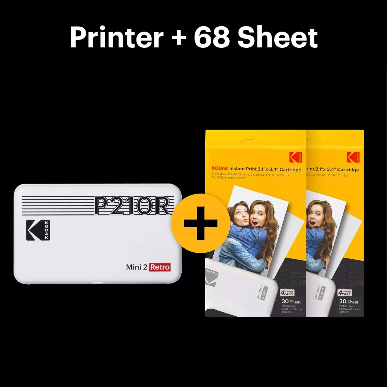 Kodak Mini 2 Retro Photo Printer Bundle with 68 Sheets: Ideal for Class Projects, Portable Printing Solution for Creative and Educational Needs.