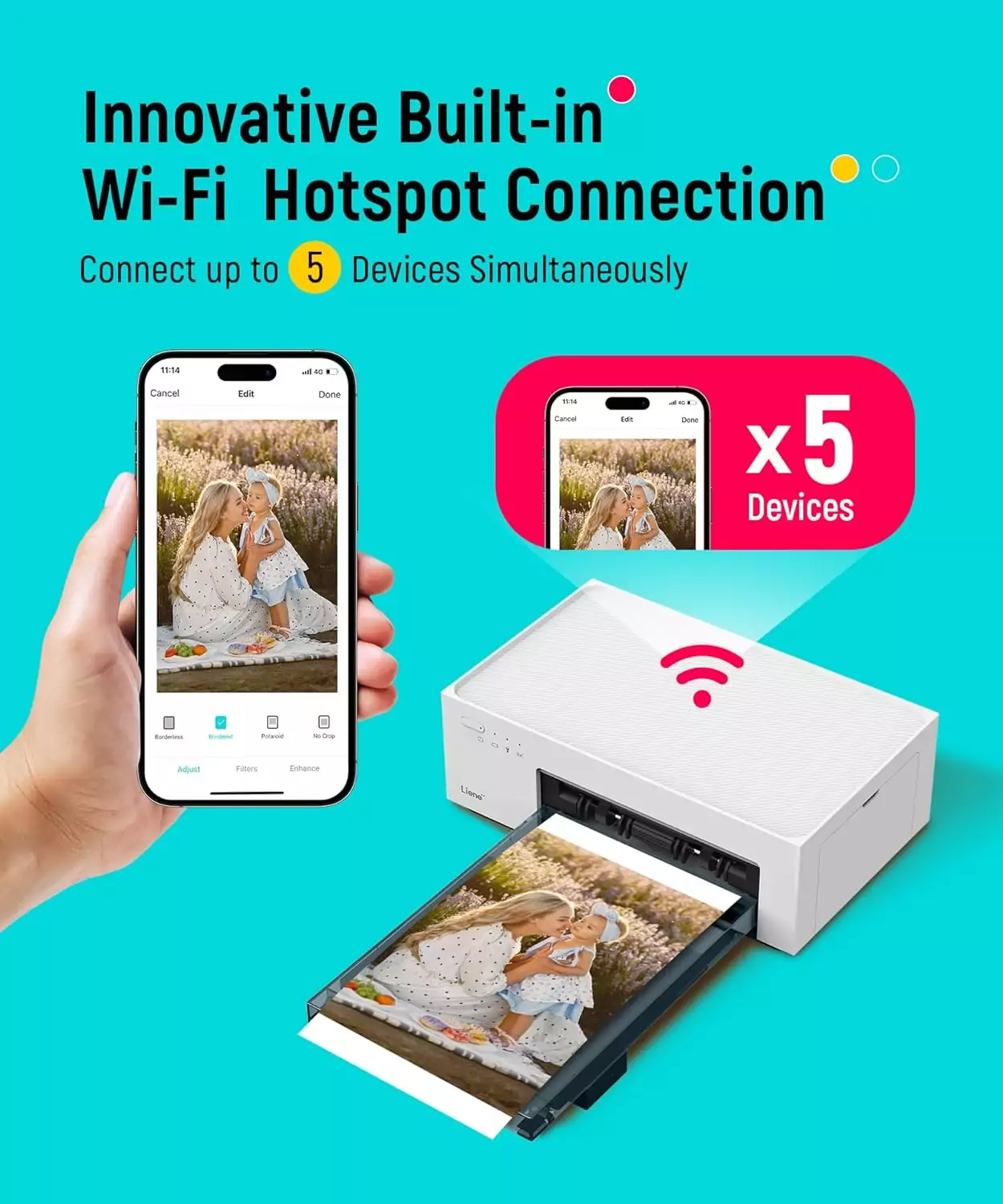 Portable Liene 4x6 Photo Printer delivers vibrant color prints, perfect for educators needing high-quality images for classroom use.