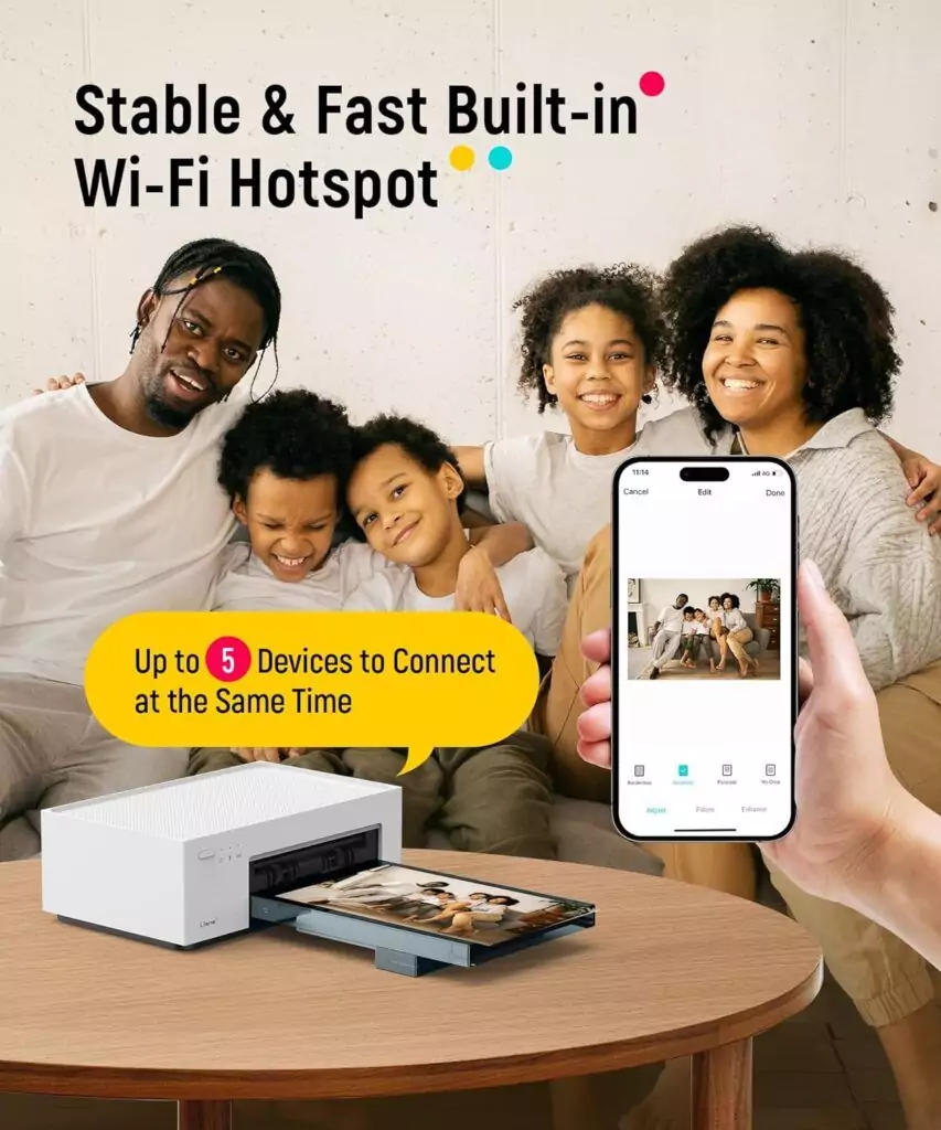 Liene 4x6 portable photo printer delivers vibrant full-color prints, ideal for educators with 100 sheets and 3 cartridges for efficient classroom setup.