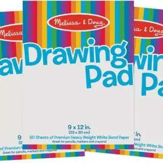 Melissa Doug FSC Certified Drawing Paper Pad 9x12 – 3-Pack with 50 Sheets Each. Ideal for Artists Seeking High-Quality, Eco-Friendly Sketching Supplies.