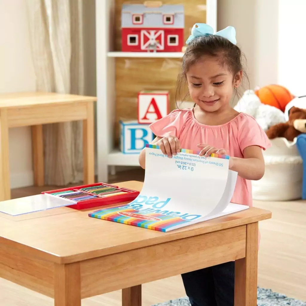 Melissa Doug FSC Certified 9x12 Drawing Paper Pad offers 50 sheets per pad, ideal for kids' art supplies. Eco-friendly option for creative fun.