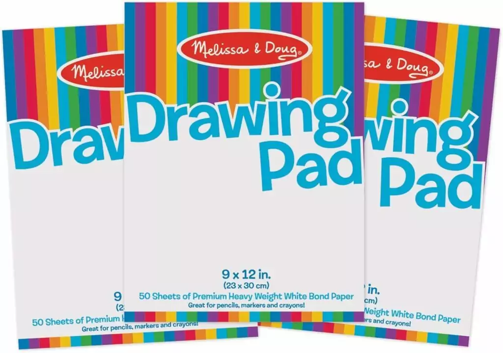 Melissa Doug FSC Certified Drawing Paper Pad, 9x12 inches, 50 Sheets, 3-Pack - Ideal Kids Art Supplies for Creative Projects and Eco-Friendly Crafting