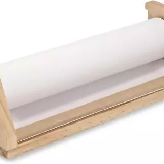 Melissa Doug's paper roll dispenser offers a unique design, perfect for kids' art projects in the classroom, with durable white bond paper.