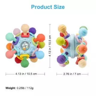 Montessori-inspired sensory teething toys for infants, designed as safe and engaging learning tools for children aged 0-18 months.