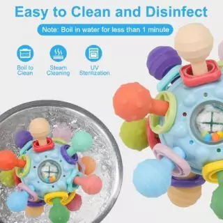 Montessori-inspired sensory teething toys offer safe and engaging learning tools for infants aged 0-18 months, promoting early development and exploration.