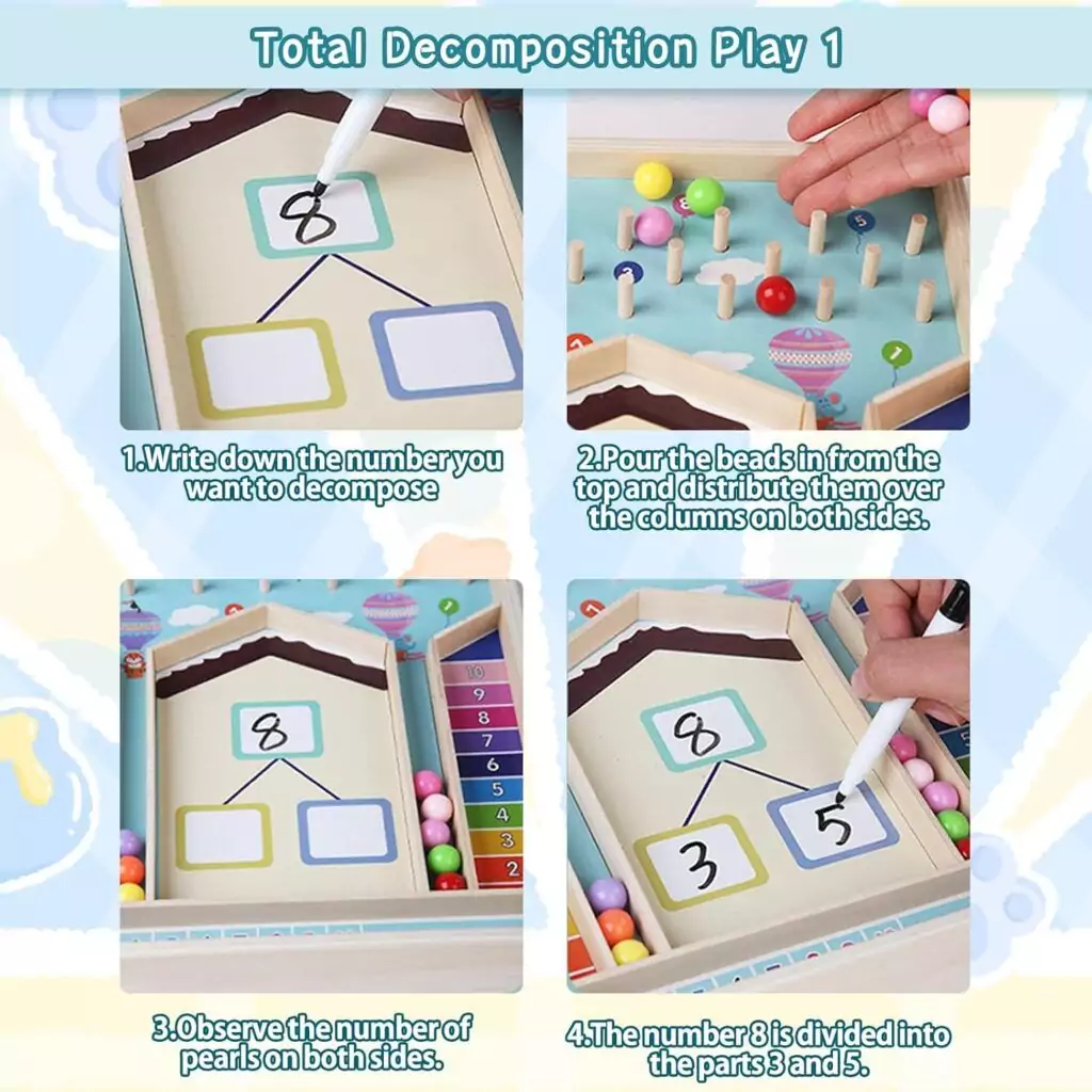 Educational Montessori Math Game for Kids: Enhance Counting and Decomposition Skills with this Engaging Addition Learning Toy Activity.