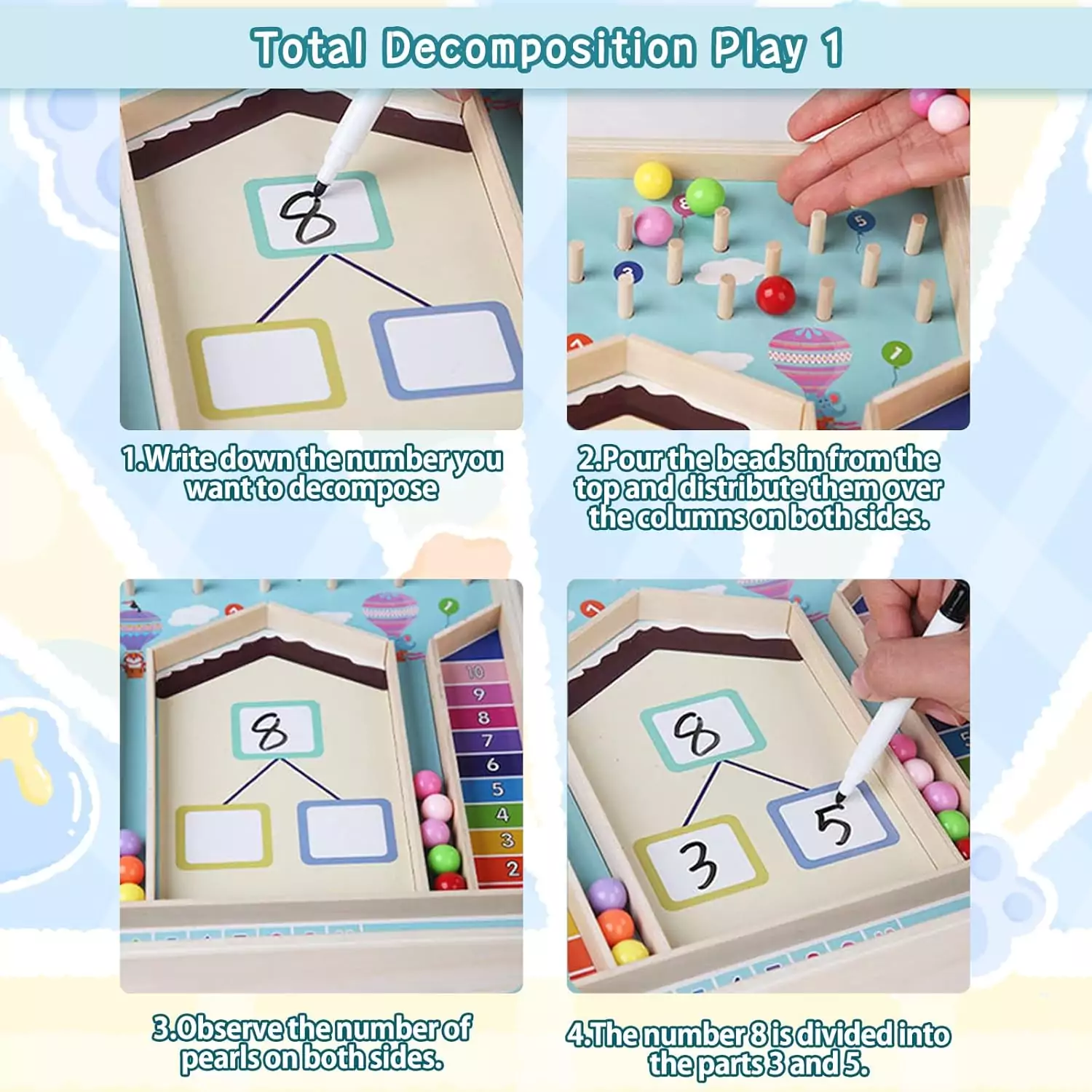 Educational Montessori Math Game for Kids: Enhance Counting and Decomposition Skills with this Engaging Addition Learning Toy Activity.