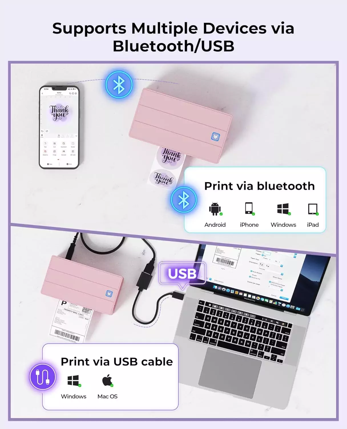 Munbyn 130b Bluetooth Thermal Label Maker enhances shipping efficiency with its 4x6 printing capabilities, ideal for educators seeking organized setups.
