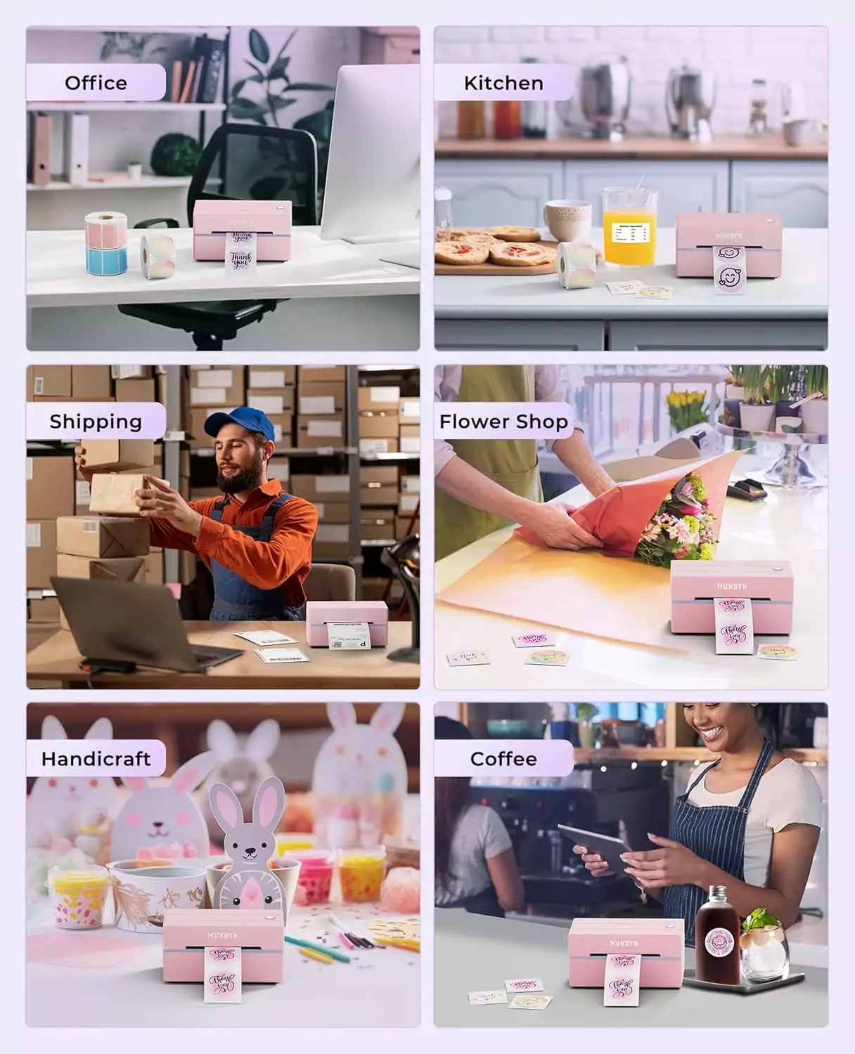 Munbyn 130b Bluetooth Thermal Label Maker: Ideal 4x6 Shipping Printer for Classroom Organization and Educators' Efficient Labeling Needs