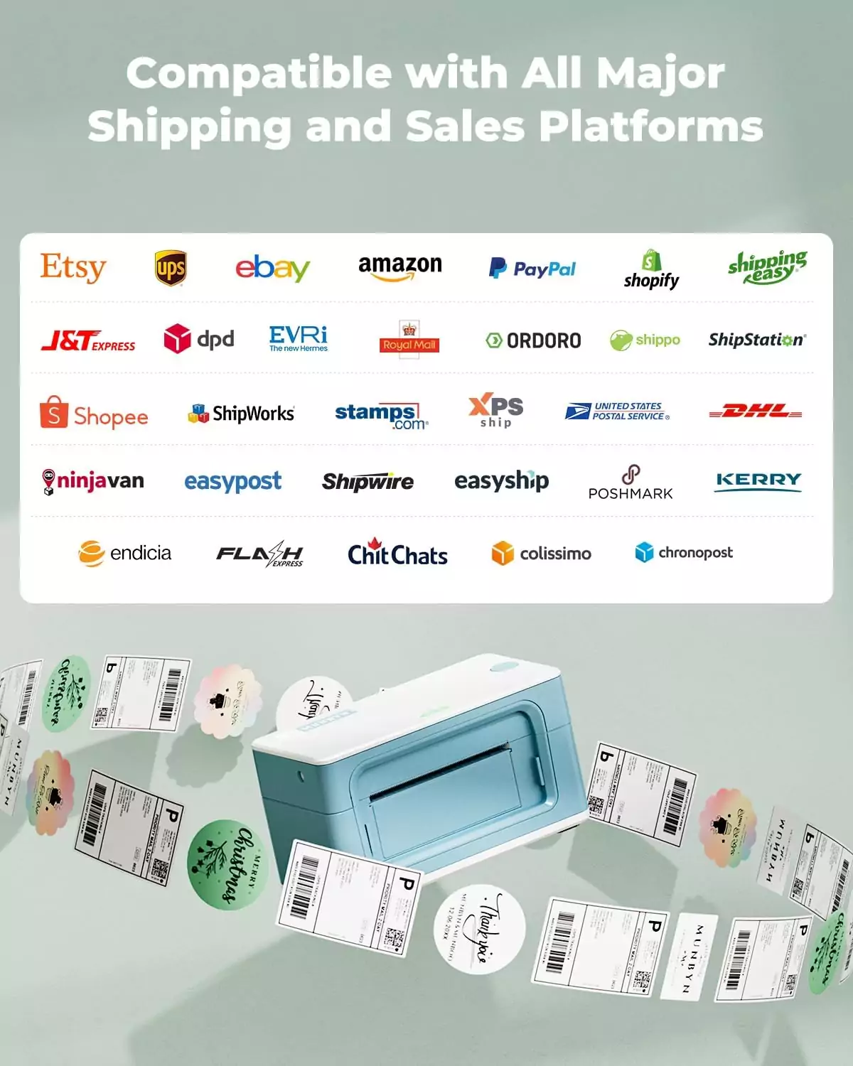 Munbyn 4x6 Wireless Bluetooth 300dpi Thermal Shipping Label Printer, ideal for educators and small businesses in classroom and office setups.