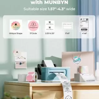 Munbyn 4x6 Wireless Bluetooth 300dpi Thermal Label Printer, ideal for small businesses, educators, and office environments requiring efficient shipping labels.