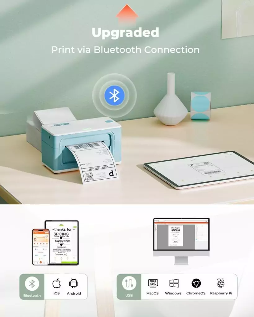 Munbyn Wireless Bluetooth 300dpi 4x6 Thermal Label Printer, ideal for educators and small businesses, offers easy setup and versatile printing solutions.