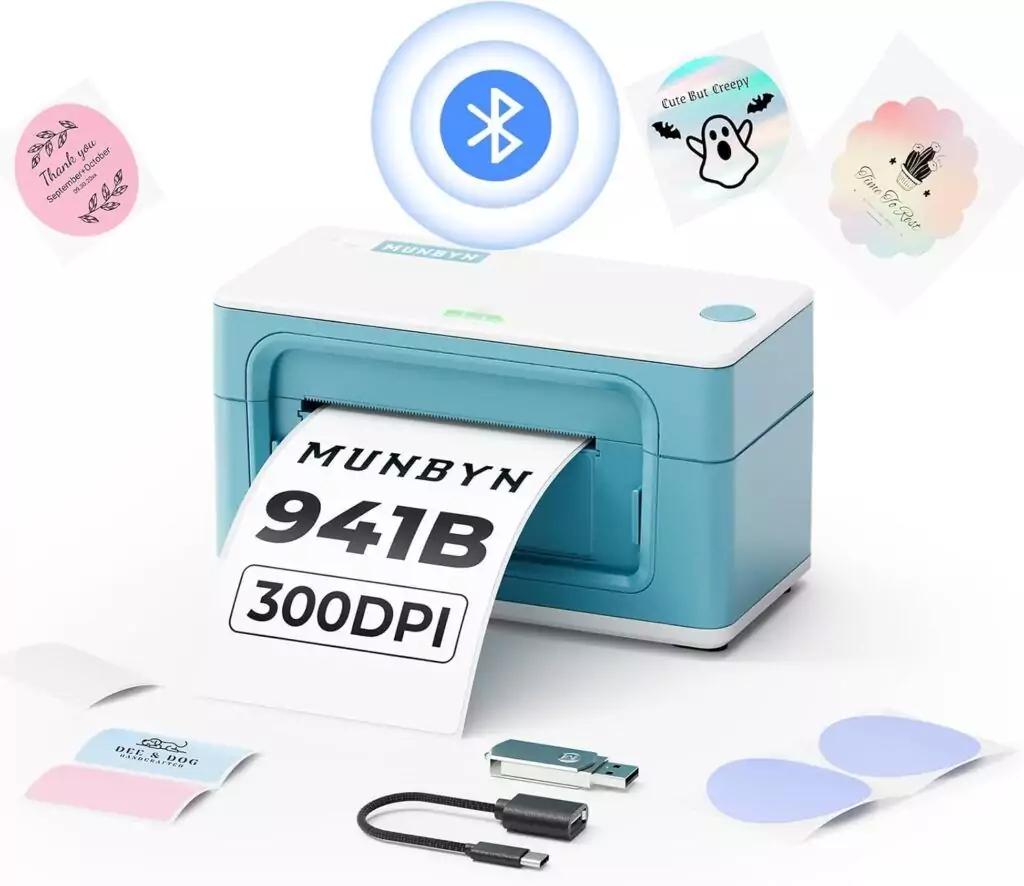 Munbyn 300dpi Wireless Bluetooth Thermal Label Printer, ideal for educators and small businesses, supports 4x6 labels for efficient printing.