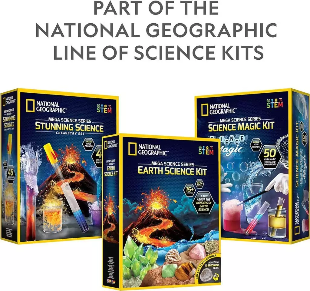 Explore exciting science with the National Geographic Kids Chemistry Kit, featuring 45 engaging classroom experiments and fun educational activities.