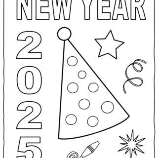 New Year 2025 celebration coloring page