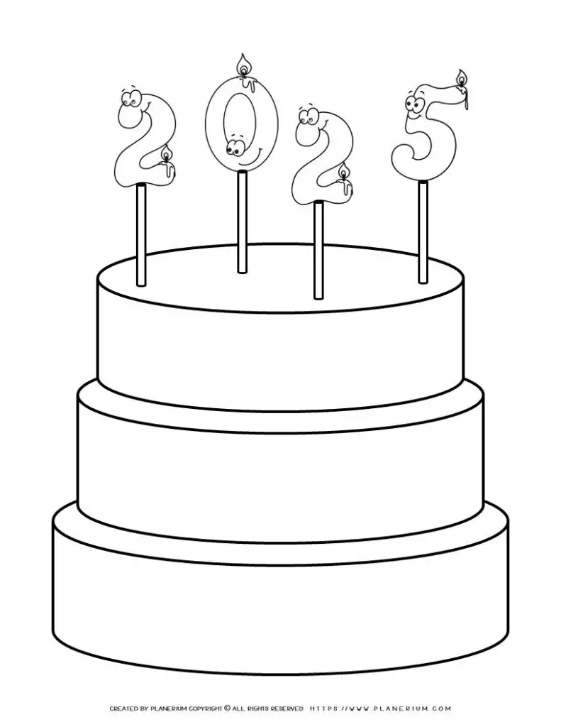 Birthday cake with 2025 candles