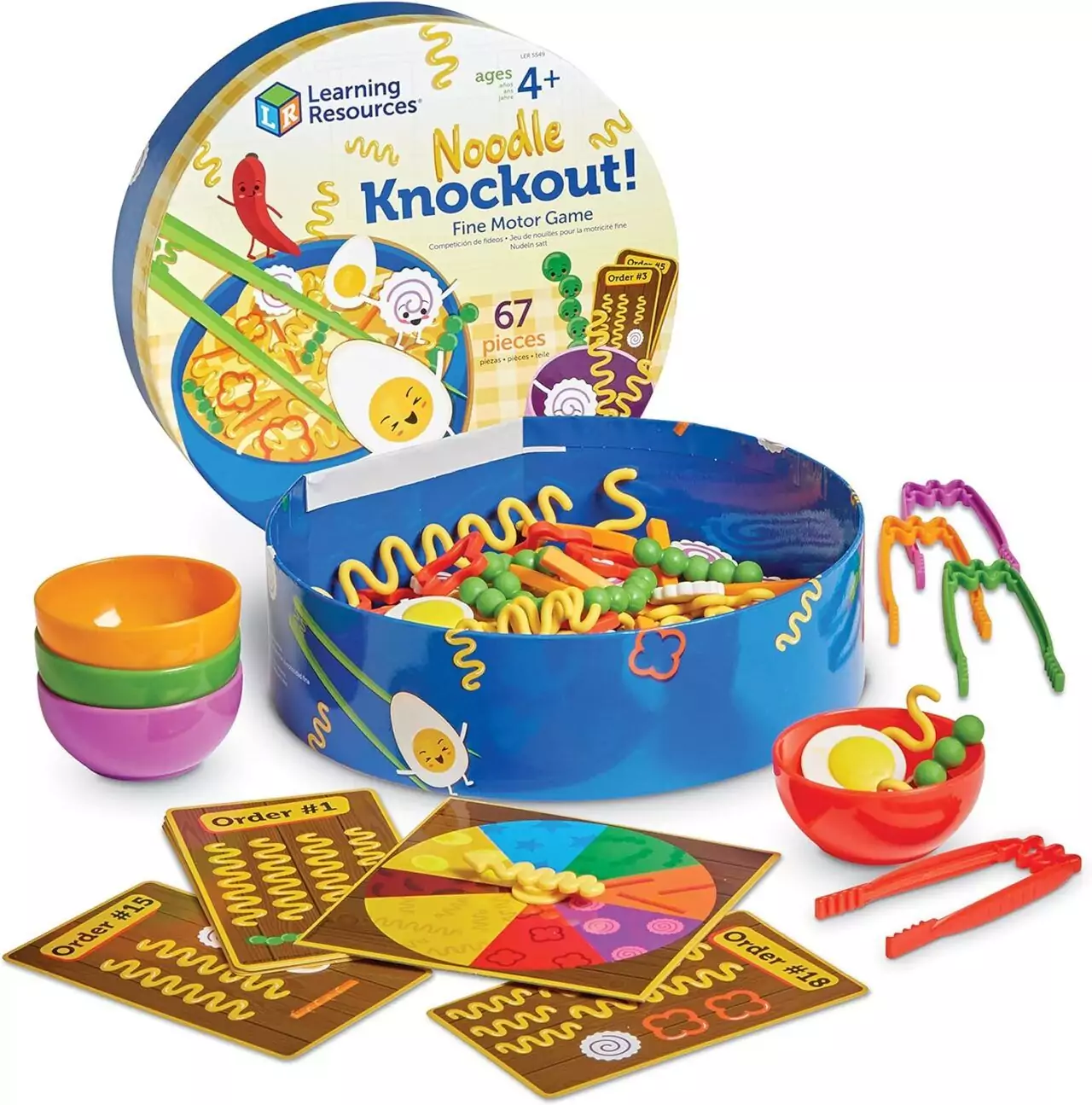 Enhance motor skills with the 67-piece Noodle Knockout game, designed for children ages 4 and up to boost development and coordination.