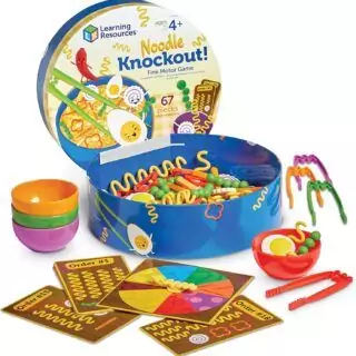 Enhance motor skills with the 67-piece Noodle Knockout game, designed for children ages 4 and up to boost development and coordination.