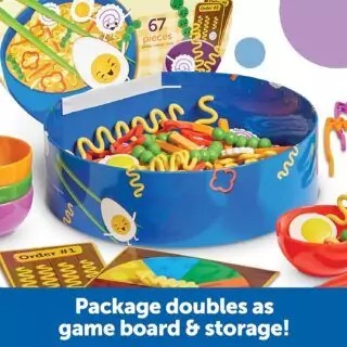 Enhance fine motor skills in children aged 4 and up with the 67-piece Noodle Knockout game, featuring engaging and development-boosting activities.