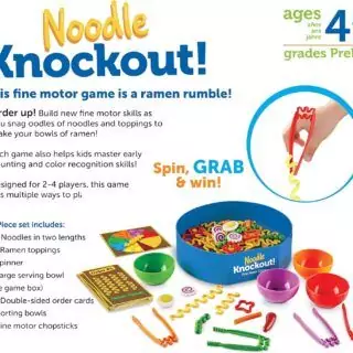 Boost fine motor skills with the Noodle Knockout 67-piece game for ages 4+. Engaging activities enhance child development through play.