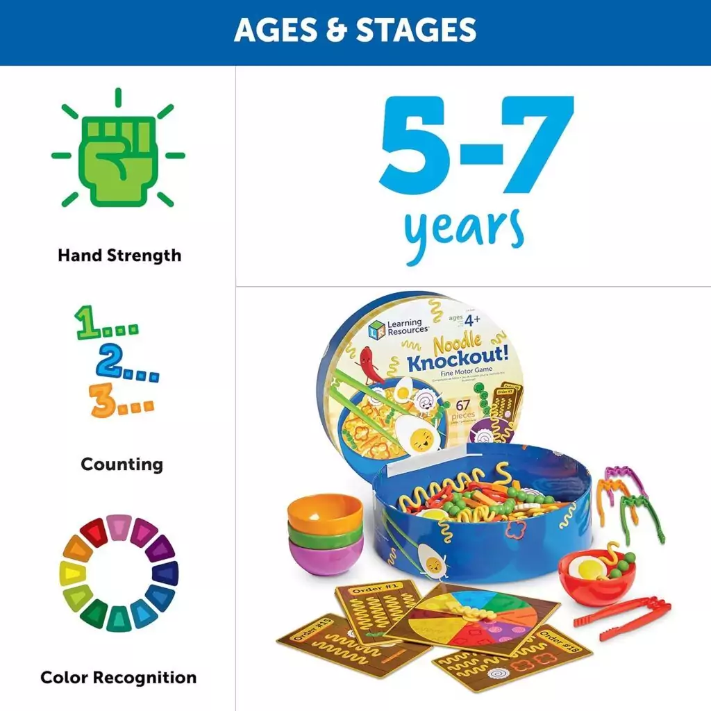 Enhance fine motor skills for children aged 4+ with the Noodle Knockout 67-piece game, designed to boost development through engaging activities.